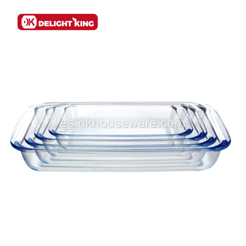 Bandeja para hornear de vidrio de borosilicato alta personalizada de 3 piezas